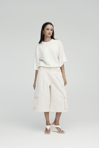 Rebe - Convertible Cargo Trouser in Ecru