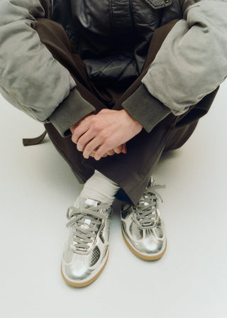 Alohas - Tb.490 Shimmer Recycled Silver Cream Leather Sneakers