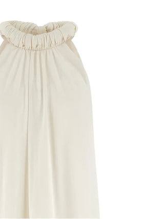 Nude - Sleeveless Floor length Dress in Offwhite