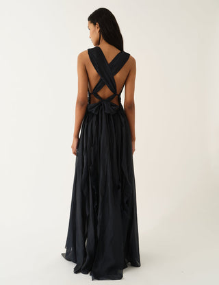 The.Garment - Gilian Halter Gown in Navy Blue