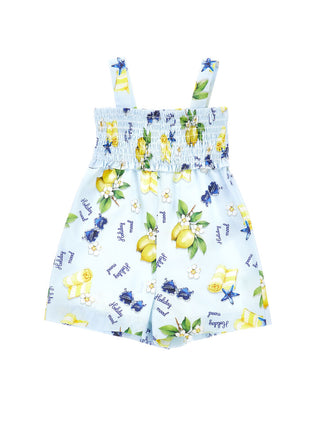 Monnalisa - Lemon Print Poplin Jumpsuit
