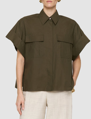 Joseph - Justo Poplin Cotton Shirt in Palm Green
