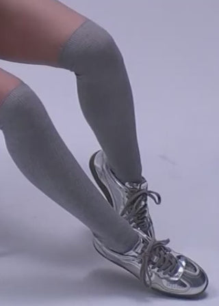 Alohas - Tb.490 Shimmer Recycled Silver Cream Leather Sneakers