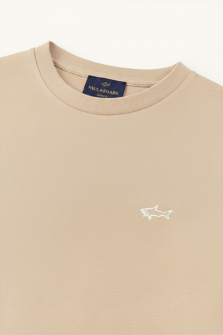 Paul and Shark - T-Shirt Plain Shark Embroided in Beige