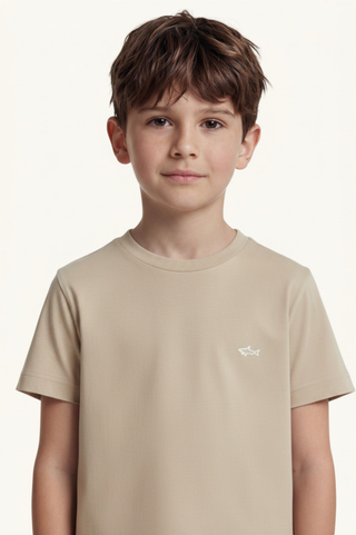Paul and Shark - T-Shirt Plain Shark Embroided in Beige