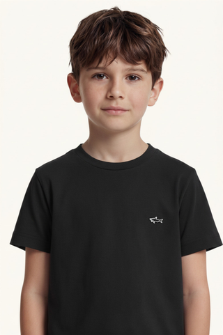 Paul and Shark - T-Shirt Plain Shark Embroided in Black