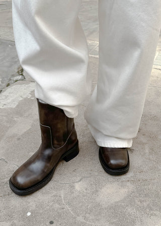 Alohas - Rajan Vintage Effect Brown Leather Boots