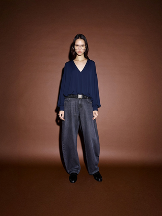 8PM - Orchid Blouse in Navy Blue