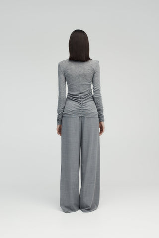 Rebe - Ruched Long Sleeve Merino in Grey