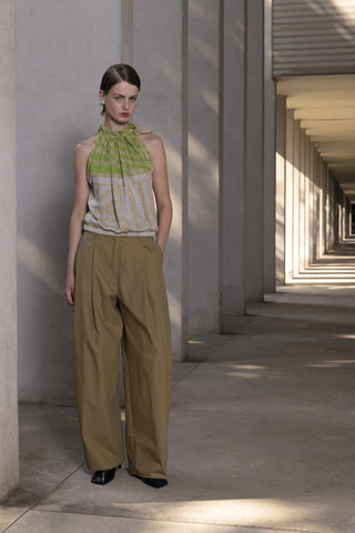 Nude - Front Zip Pants in Khaki