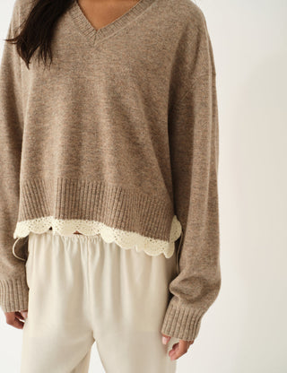The.Garment - Como Crochet V-Neck Beige Melange