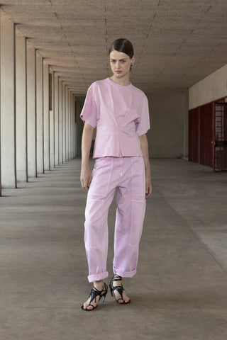 Nude - Short-sleeve crew neck T-shirt with detail in Pink