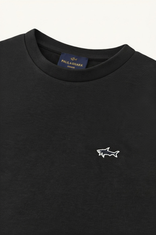 Paul and Shark - T-Shirt Plain Shark Embroided in Black