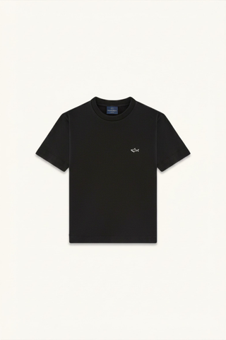 Paul and Shark - T-Shirt Plain Shark Embroided in Black
