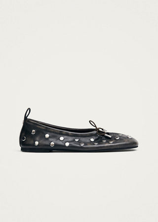 Alohas - Rosalind All Studs Vintage Effect Brown Leather Ballet Flats