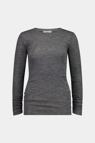 Rebe - Ruched Long Sleeve Merino in Grey