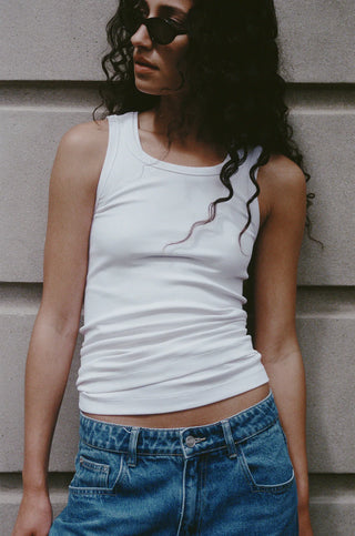 Rebe - Ribbed Tank Top White