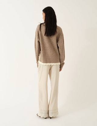 The.Garment - Como Crochet V-Neck Beige Melange