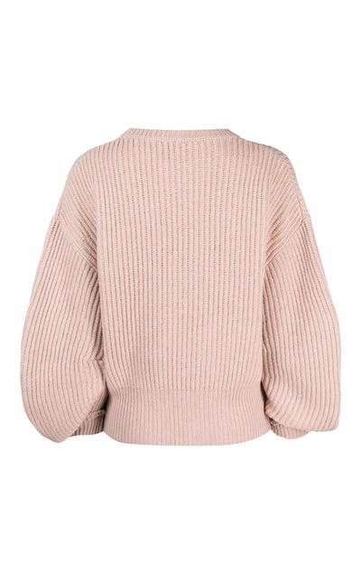 Nude ribbed-knit crew-neck jumper