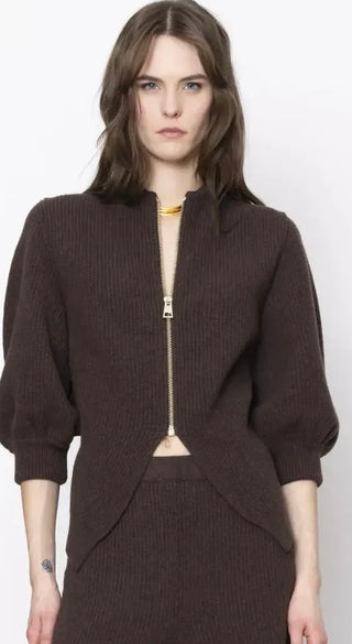 Nude - Ribbed Knit Cardigan with Zip