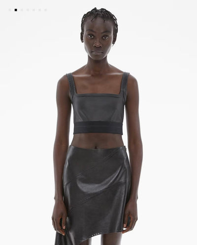 Helmut Lang faux leather bra top
