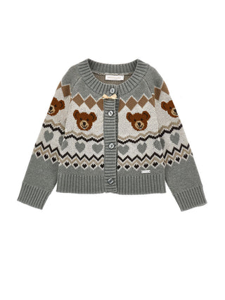 Monnalisa - Jacquard Teddy Bear Cardigan