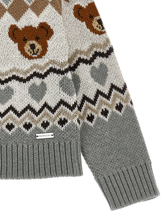 Monnalisa - Jacquard Teddy Bear Cardigan