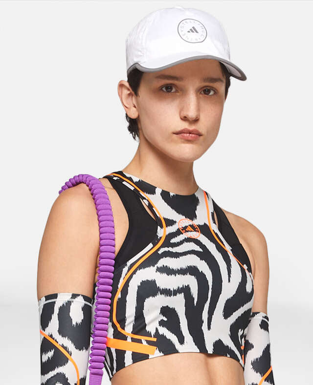 Adidas by Stella McCartney TruePace Leopard Print Running Crop Top with Arm Guards