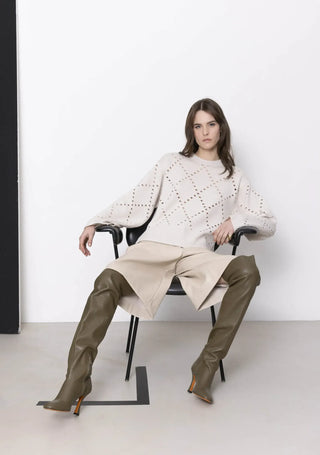 Nude - Perforated Argyle Crew Knit