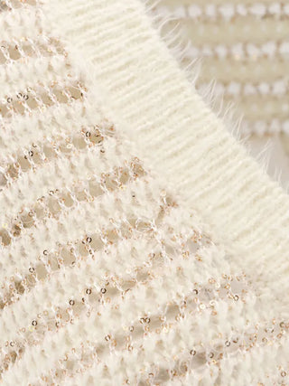 Nude - Sequin Tweed V Neck Knit