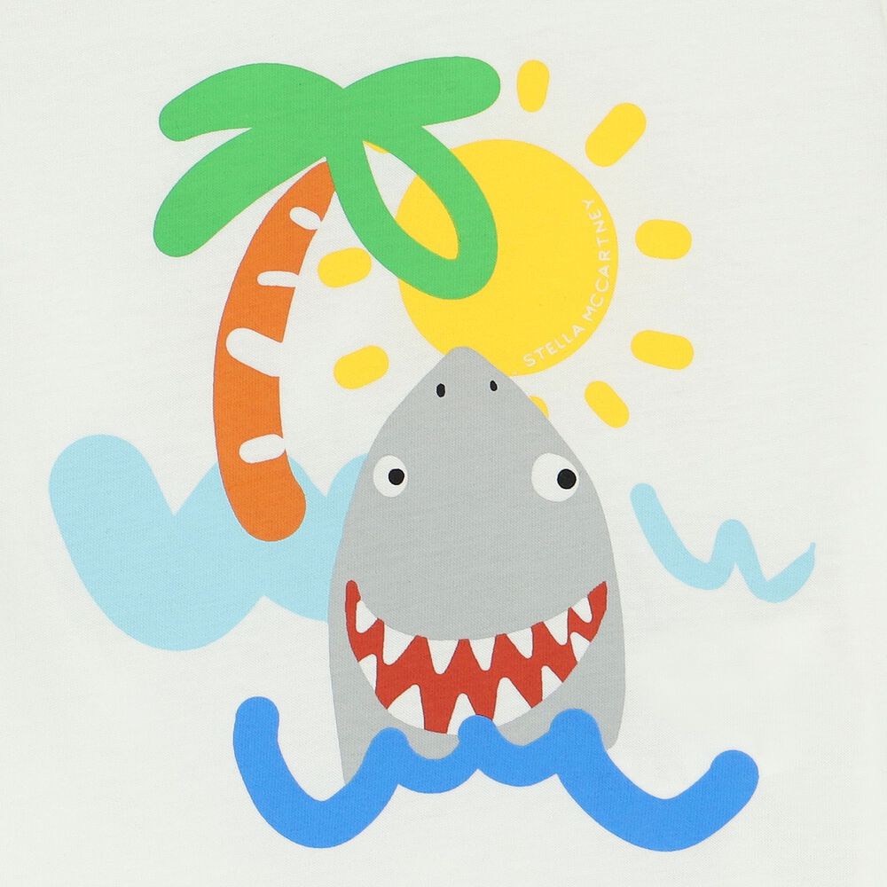Stella McCartney Kids - Younger Boys Ivory Shark T-Shirt