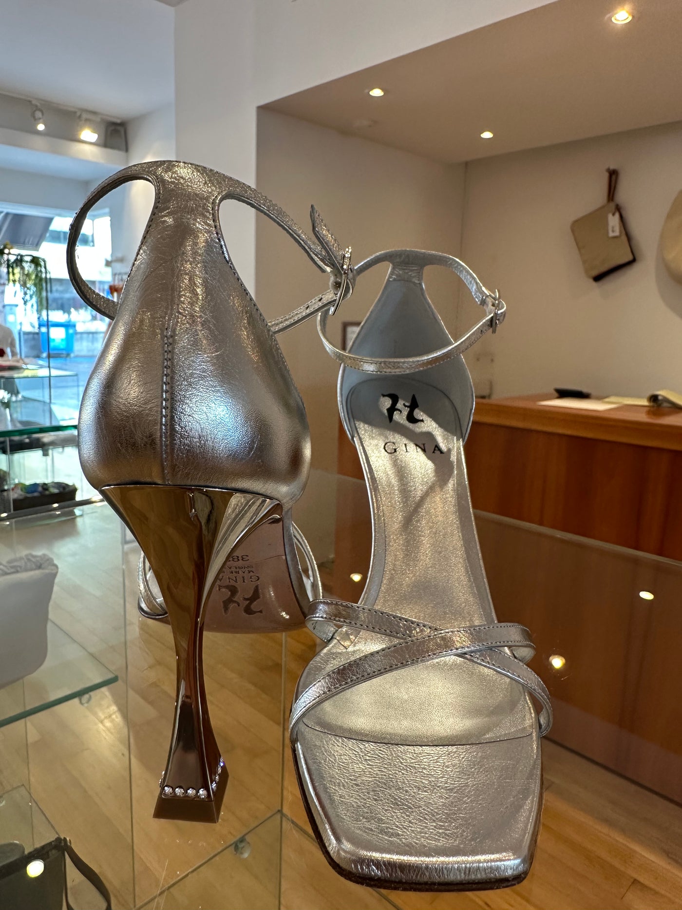 Gina Rocher silver high heel
