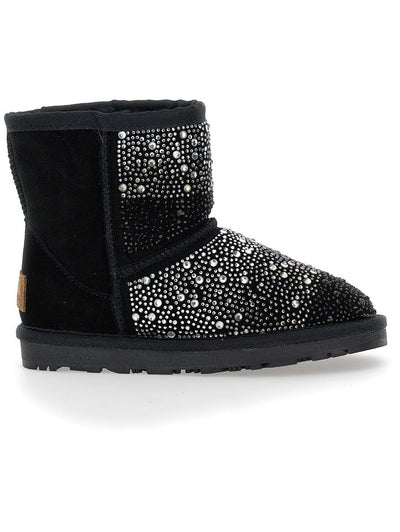 Monnalisa Crust leather boot with rhinestones
