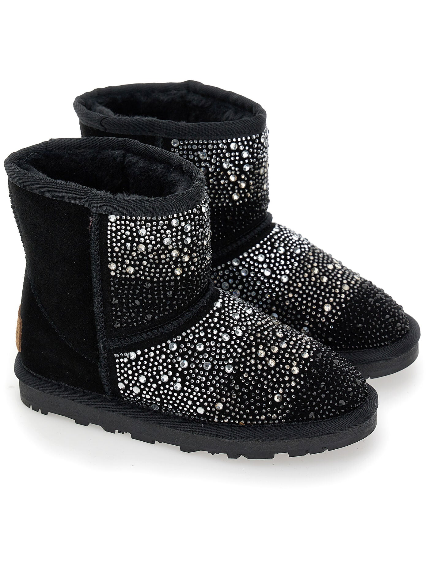 Monnalisa Crust leather boot with rhinestonesi