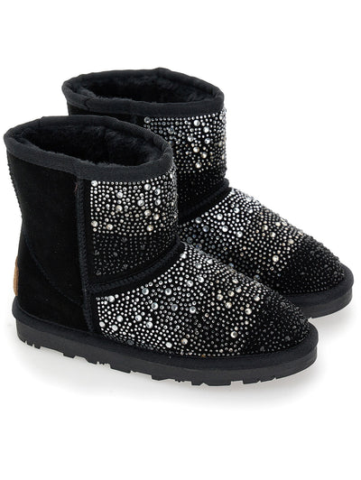 Monnalisa Crust leather boot with rhinestones
