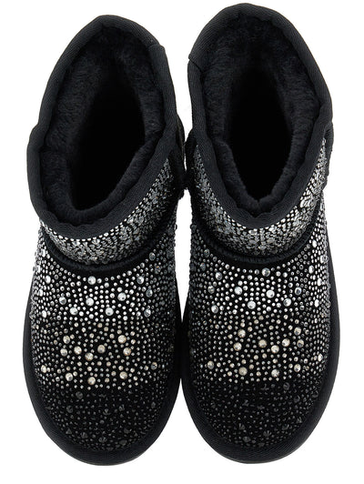 Monnalisa Crust leather boot with rhinestones