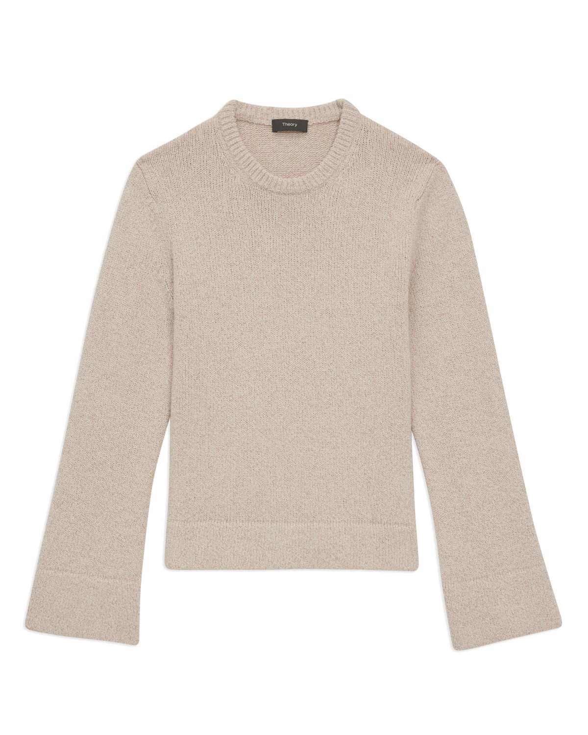 Theory Slit Crewneck Sweater in Wool-Cashmere Bouclé