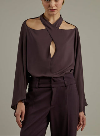 Federica Tosi- Silk Blend Blouse with Braided Collar