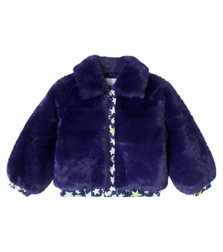 Stella McCartney Kids - Fur Jacket with Denim Trims