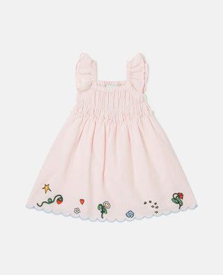 Stella McCartney Kids - Floral Embroidered Linen-Blend Dress