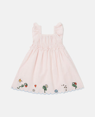 Stella McCartney Kids - Floral Embroidered Linen-Blend Dress