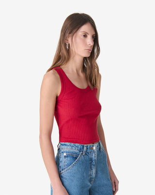 Iro Paris - Emma Cropped Ribbed Tank Top in Red