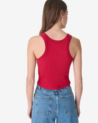 Iro Paris - Emma Cropped Ribbed Tank Top in Red