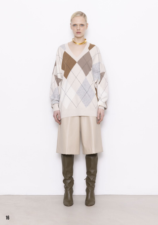 Nude - Maxi Argyle V Neck Knit