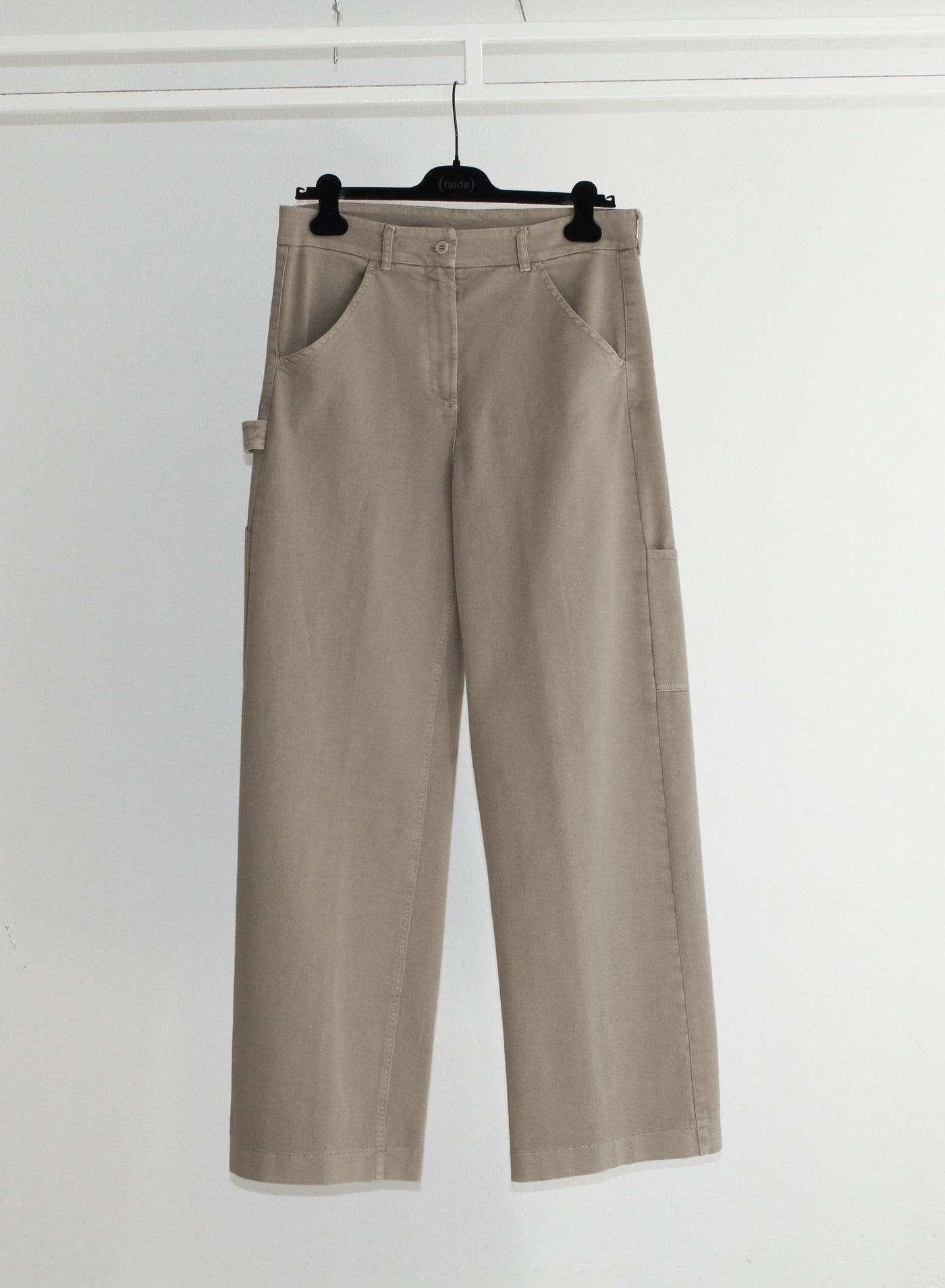 Nude cargo jean pant flare