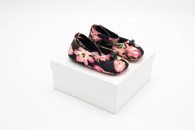 Dolce & Gabbana – Girls Black Ballerinas with Bow Detail and Flowers