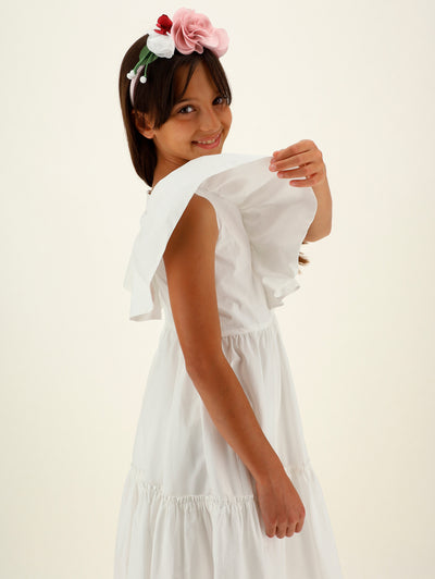 Monnalisa - Poplin dress with flounces