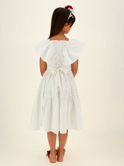 Monnalisa - Poplin dress with flounces