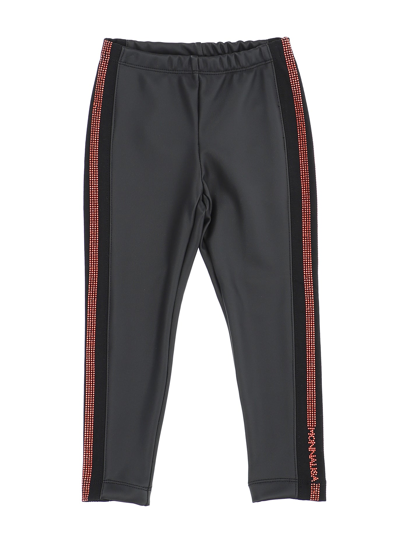 Monnalisa - Faux leather pants with rhinestones