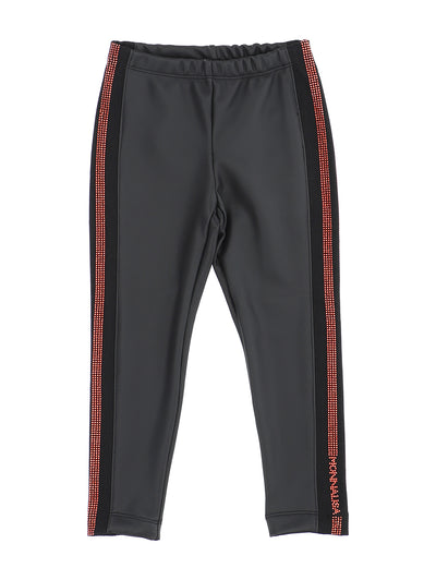 Monnalisa - Faux leather pants with rhinestones